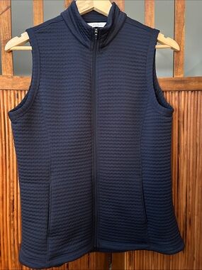 Lady Hagen Navy Quilted Zip-Up Sleeveless Vest